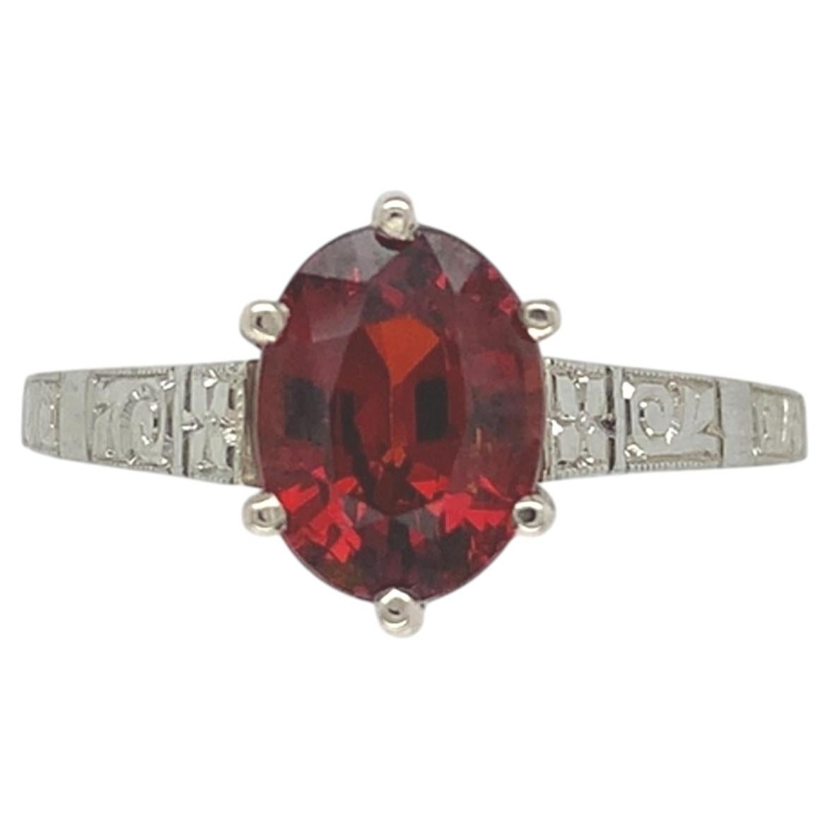 18K White Gold 1.97 carat Spessartine Garnet Ring size 5.75