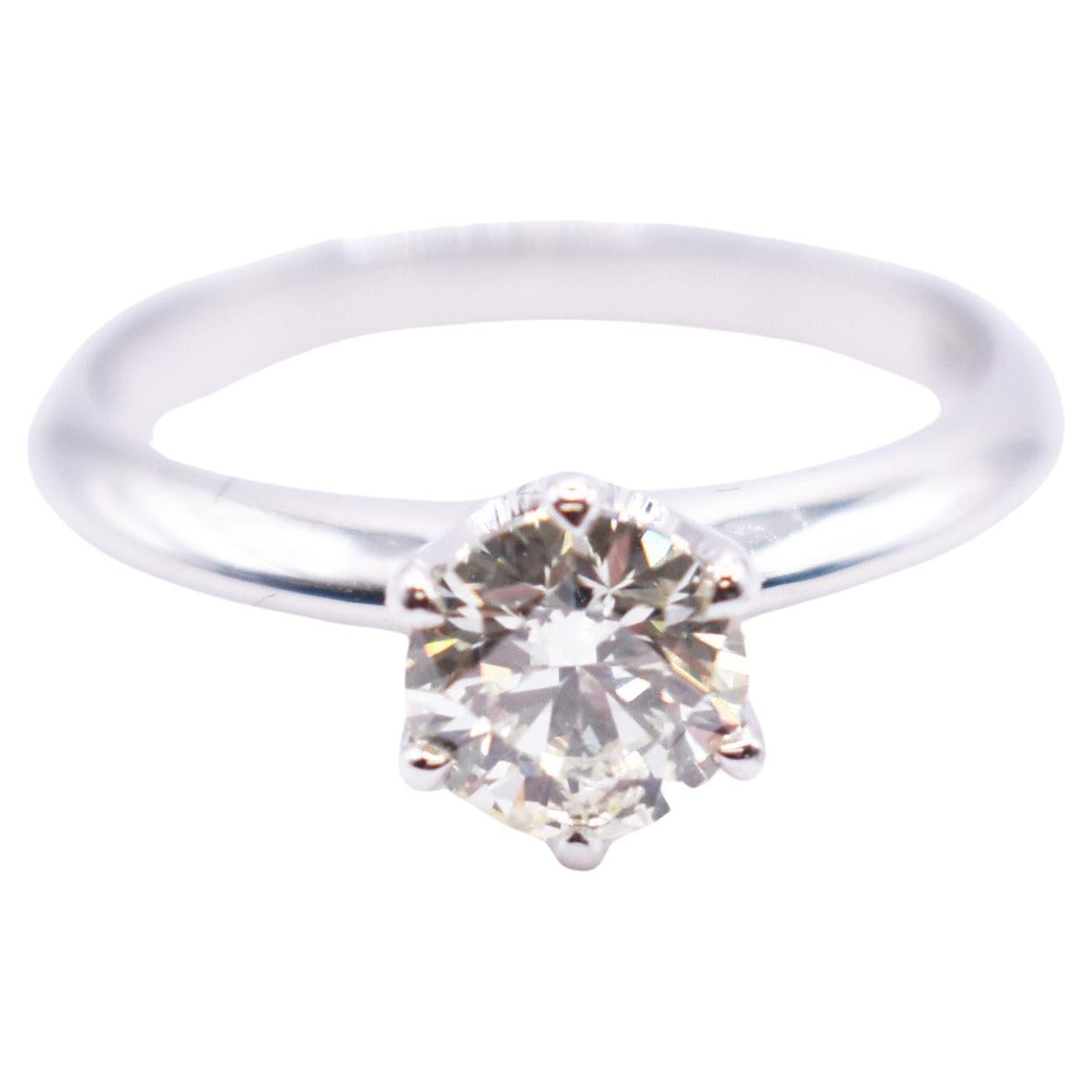 18k White Gold 1ct Tiffany Style Diamond Engagement Ring  For Sale