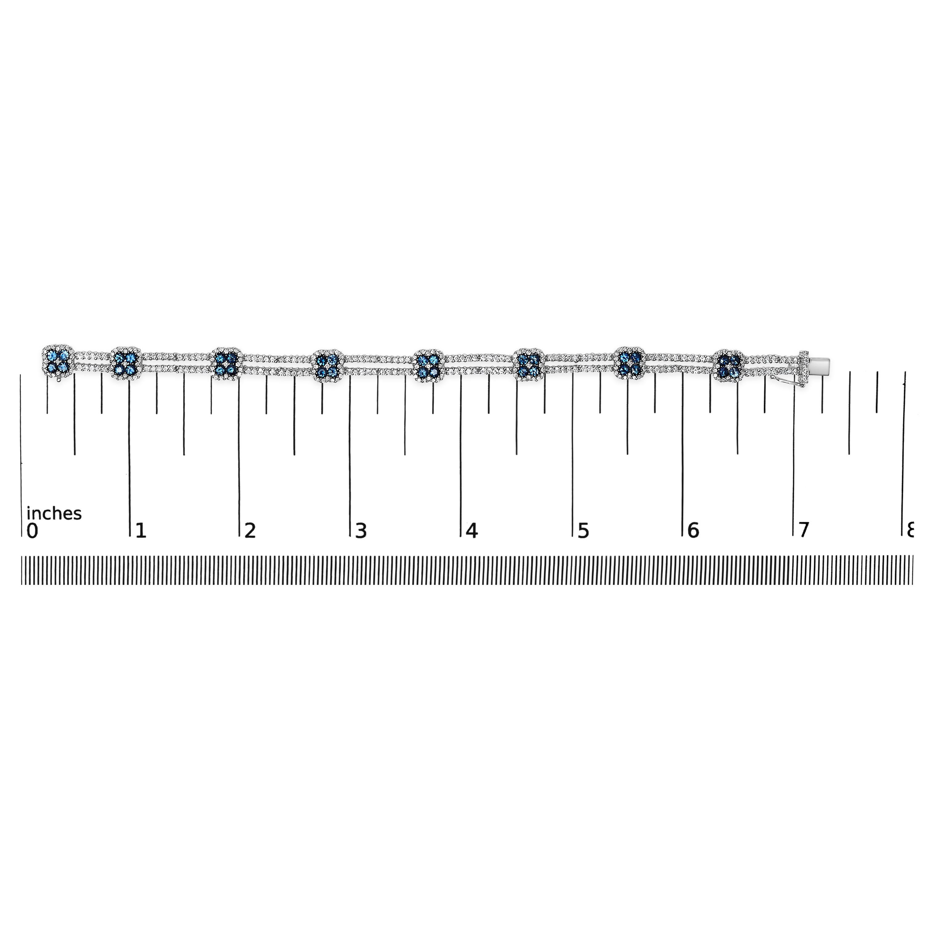 Taille ronde The Row Link en or blanc 18K, diamant 2 3/4 Cttw et saphir 3x3MM en vente