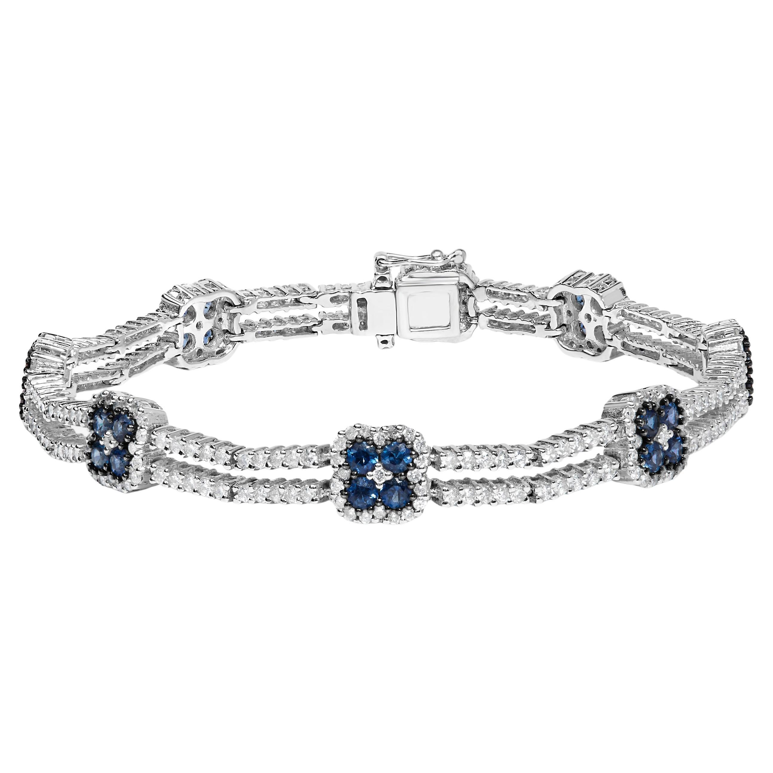 The Row Link en or blanc 18K, diamant 2 3/4 Cttw et saphir 3x3MM