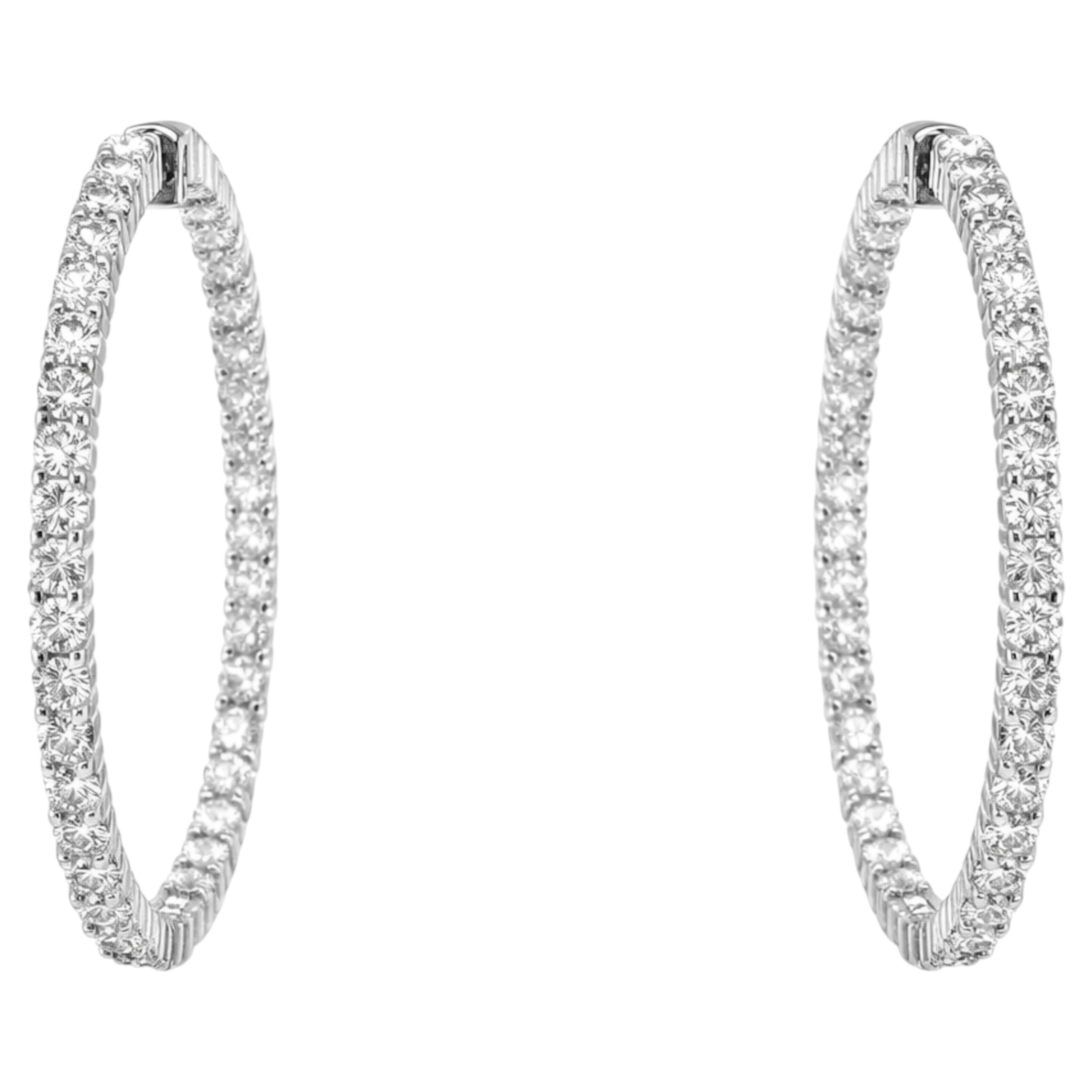 Orecchini a cerchio con diamante da 2 carati in oro bianco 18K