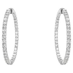 18K White Gold 2 Carat Diamond Hoop Earrings