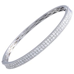 18 Karat White Gold 2-Row Diamond Pave Bangle Bracelet
