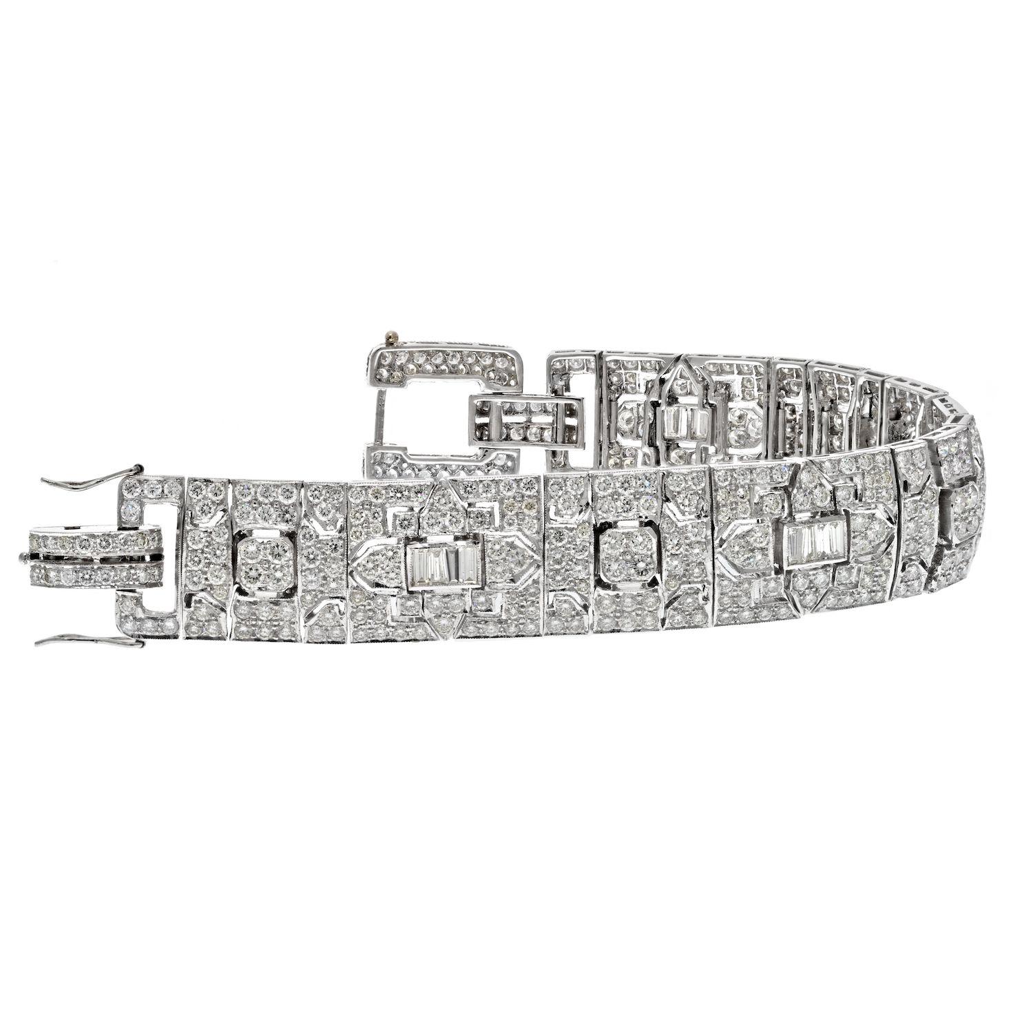 Modern 18K White Gold 20 Carat Estate Diamond Bracelet For Sale