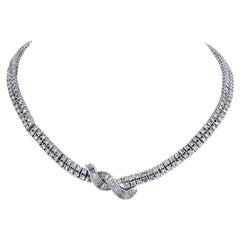 18k White Gold 20 Carat Round Cut Diamond Tennis Necklace