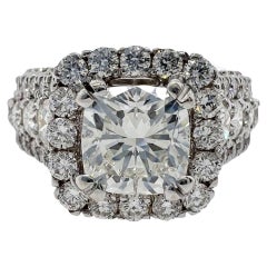 18k White Gold 2.01 Ct H VS2 Cushion Cut Diamond Engagement Ring GIA Certified