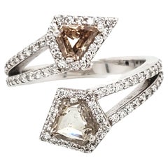 18k White Gold 2.01ct Shield-cut and Round Two Stone Diamond Ring (Size 6.5)