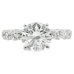 Bague de fiançailles en or blanc 18k 2.02ct Round Brilliant Natural Diamond