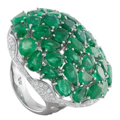 18K White Gold 2.03ct Diamond and Emerald Ring MF12-110425