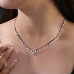18K White Gold 2.03ct Natural Diamond Beaded Chain Necklace, Bridal Shower Gifts