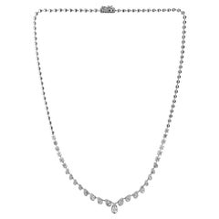 18K White Gold 2.03ct Natural Diamond Beaded Chain Necklace, Bridal Shower Gifts
