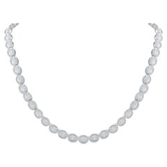 18K White Gold 20.8 ct Diamond Oval Link Necklace ANK-19342