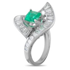 18K White Gold 2.0ct Diamond and Emerald Ring MF43-050726