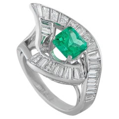 18K White Gold 2.0ct Diamond and Emerald Ring MF43-050726