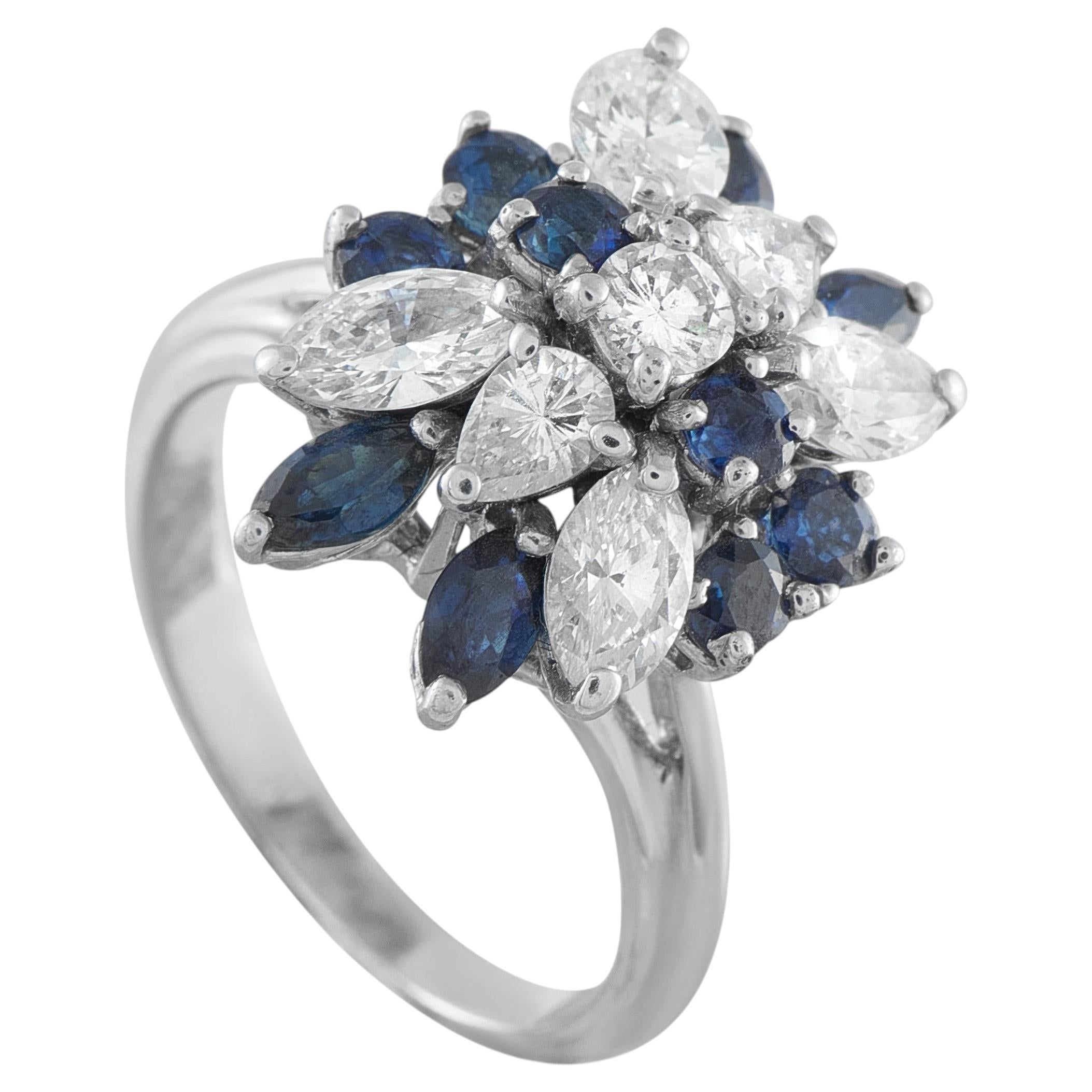 Bague en or blanc 18K avec diamant et saphir de 2,0ct MF15-022326 en vente