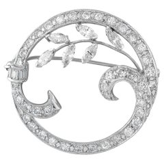 Spilla in oro bianco 18 carati con diamante da 2,0 carati MF20-070126