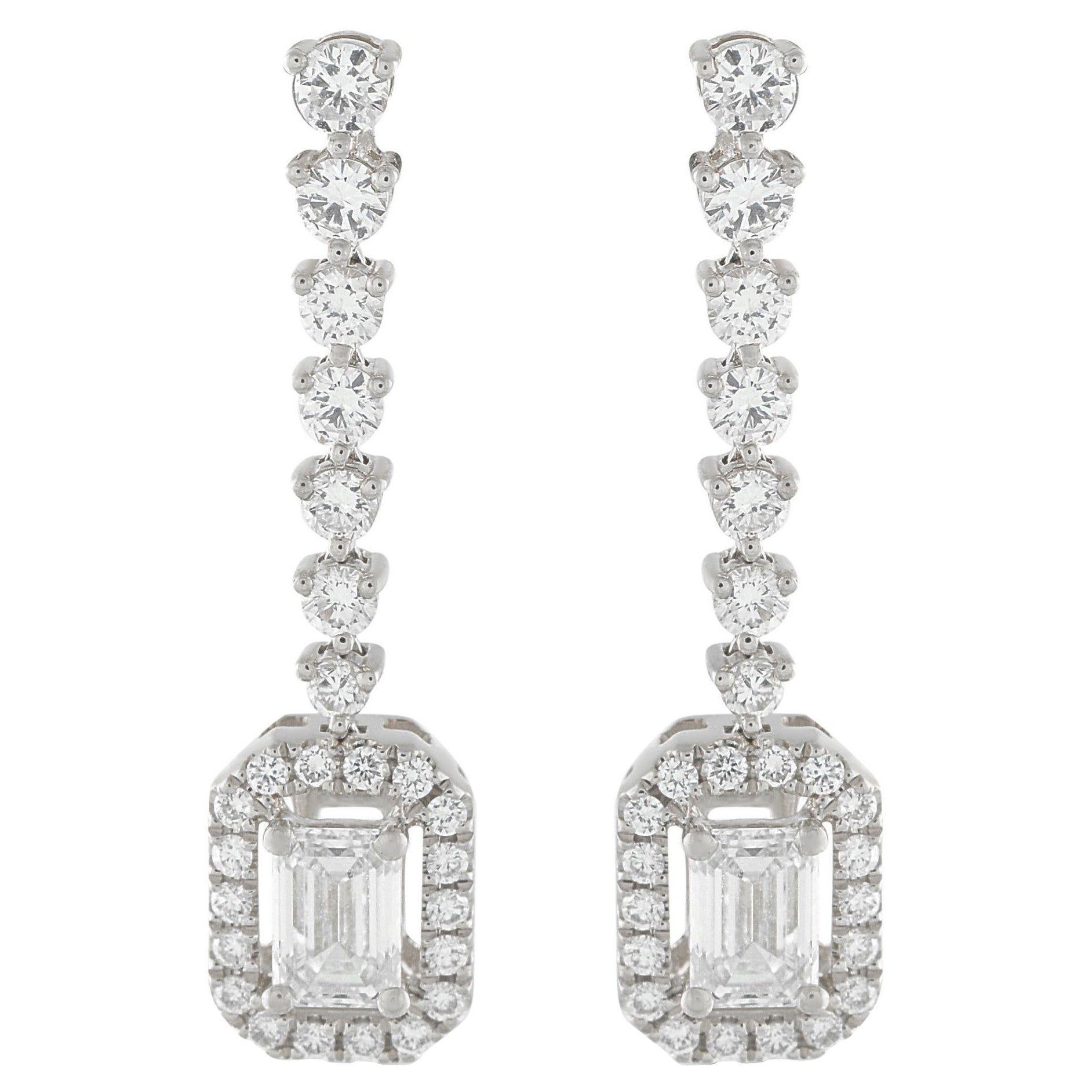 Pendientes de gota de diamantes de 2,0 ct en oro blanco de 18 quilates en venta