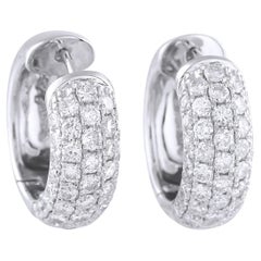 18K White Gold 2.0ct Diamond Huggie Earrings