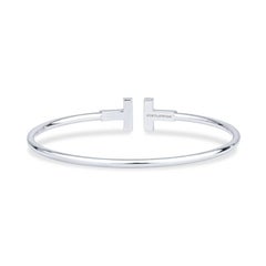 18K White Gold .20ctw Ruby T Wire Cuff Bracelet