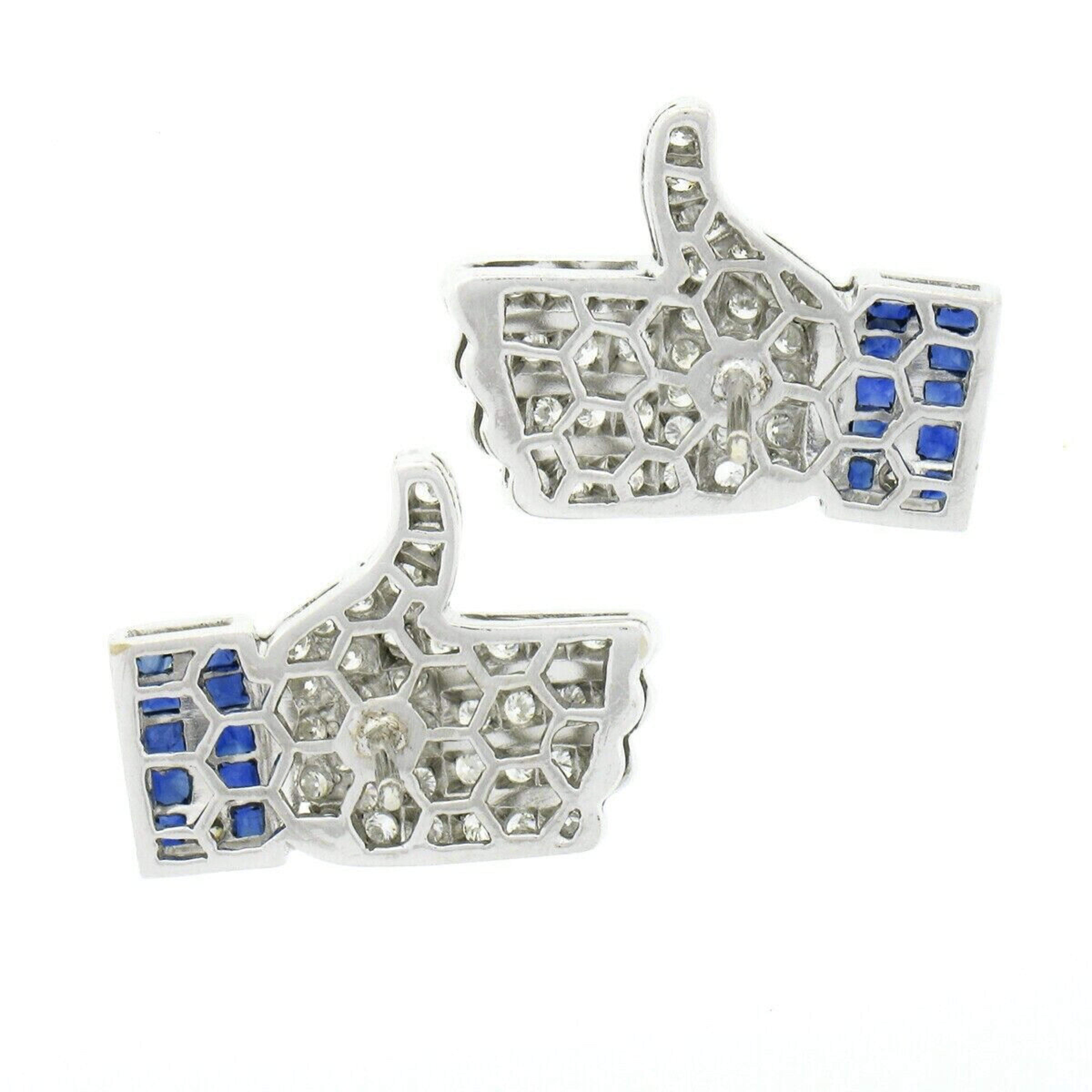 18k White Gold 2.0ctw Sapphire & Diamond Thumbs Up 