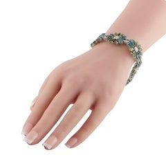 Pulsera de oro blanco de 18 quilates, 2,10 quilates de diamantes y turmalina MF27-012826