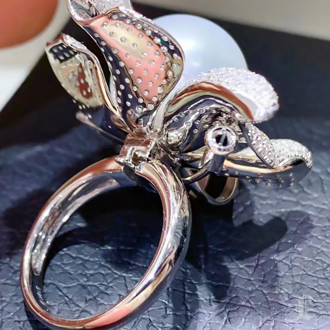 Women's 【Vine Symphony】Convertible Blooming Aurora South Sea Pearl Ring Pendant Brooch For Sale