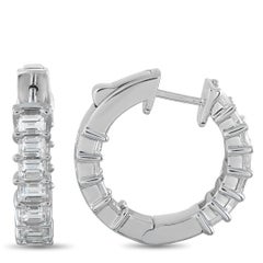Pendientes de aro de oro blanco de 18 quilates con diamantes de 2,10 ct AER-18113-5