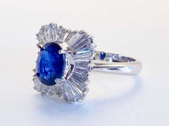 Anello Ballerina in oro bianco 18 carati con zaffiro blu da 2,10 carati e diamante da 1,35 carati