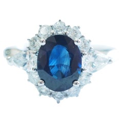 18K White Gold 2.11ct Blue Sapphire & 0.96ct Diamond Cocktail Ring