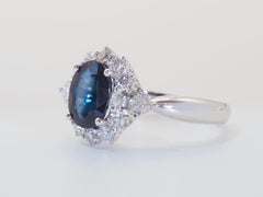 18K White Gold 2.11ct Thai Blue Sapphire & 0.96ct Diamond Cocktail Ring