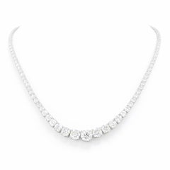 18K White Gold 21.26ct Natural Diamond Riviera Necklace, Milestone Birthday Gift
