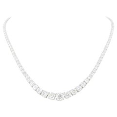 18K White Gold 21.26ct Natural Diamond Riviera Necklace, Milestone Birthday Gift