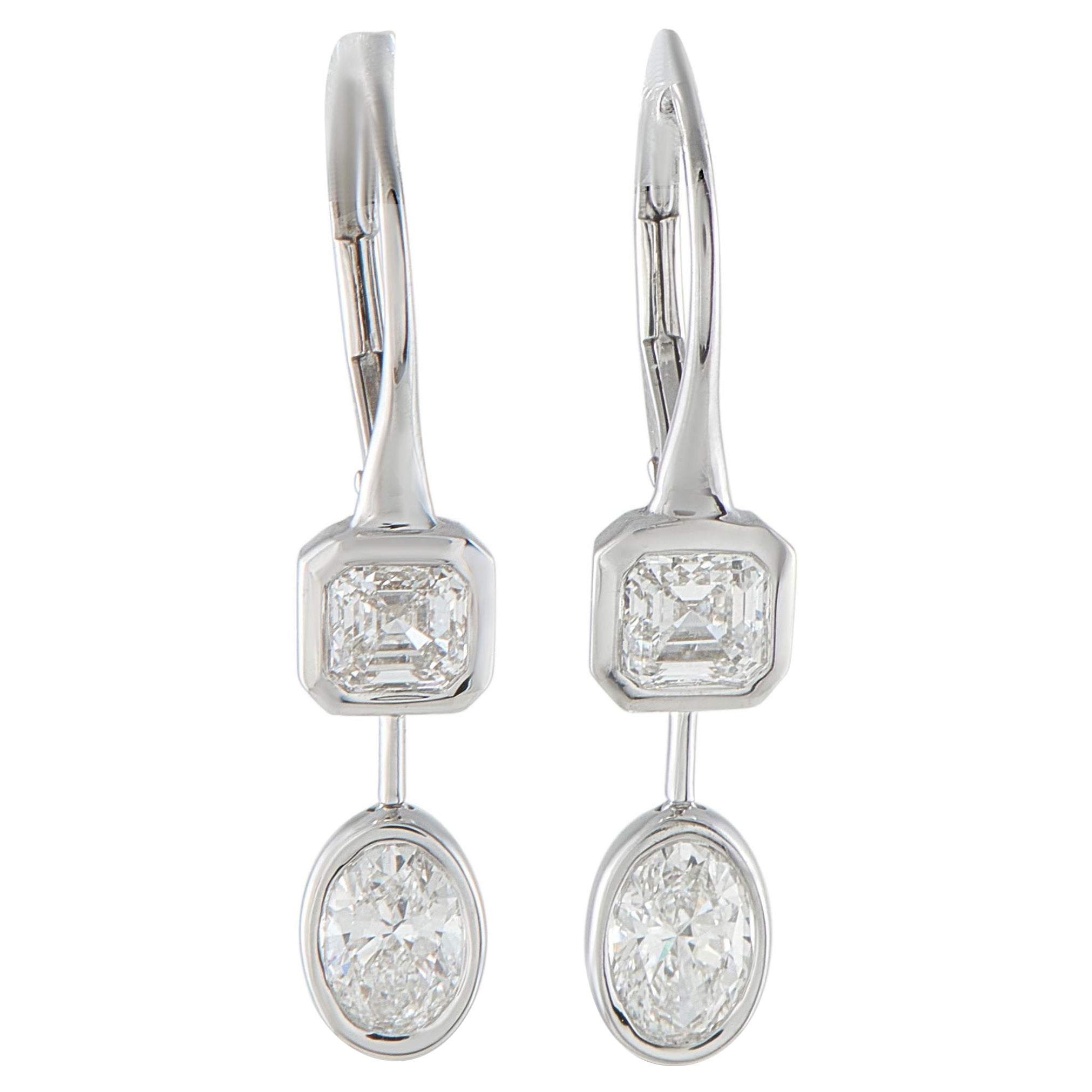18K White Gold 2.12ct Diamond Drop Earrings AER-20595