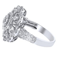 18 Karat White Gold 2.14 Carat Diamond Flower Petal Ring