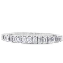 18k White Gold 22.09ctw Emerald Diamond Eternity Bracelet