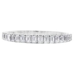 18k White Gold 22.09ctw Emerald Diamond Eternity Bracelet