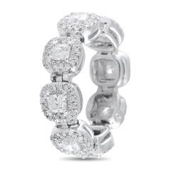 18K White Gold 2.20ct Diamond Halo Eternity Ring MF31-062526