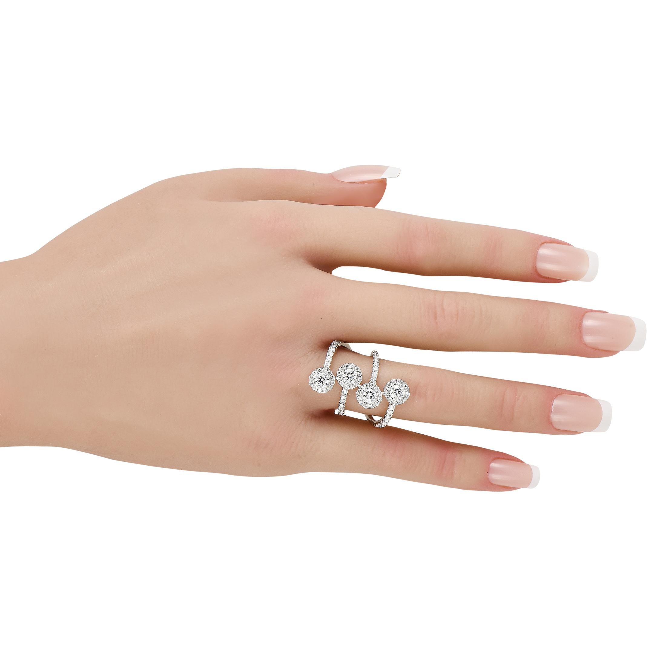 Round Cut 18K White Gold 2.20ct Diamond Ring For Sale