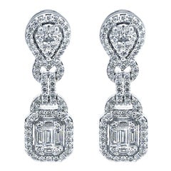 18 Karat White Gold 2.21 Carat Diamond Drop Earrings