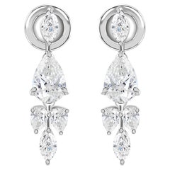 18K White Gold 2.22 Carat Natural Diamond Drop Earrings Fine Statement Jewelry