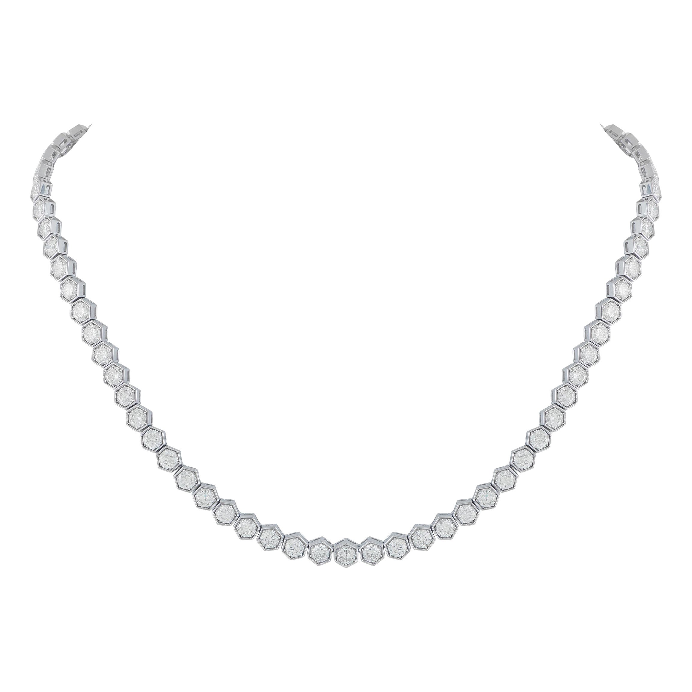 18K White Gold 22.25ct Diamond Necklace ANK-18992