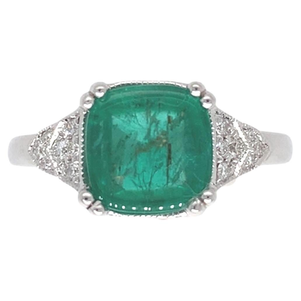 18K White Gold 2.23 carat Emerald and Diamond Ring size 6.5