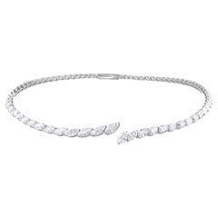 18K White Gold 22.43ct Marquise Natural Diamond Tennis Choker Necklace