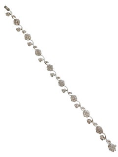 18K White Gold 2.25 Carat Diamond Flower Bracelet 7 Inches