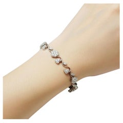 18K White Gold 2.25 Carat Diamond Flower Bracelet 7 Inches