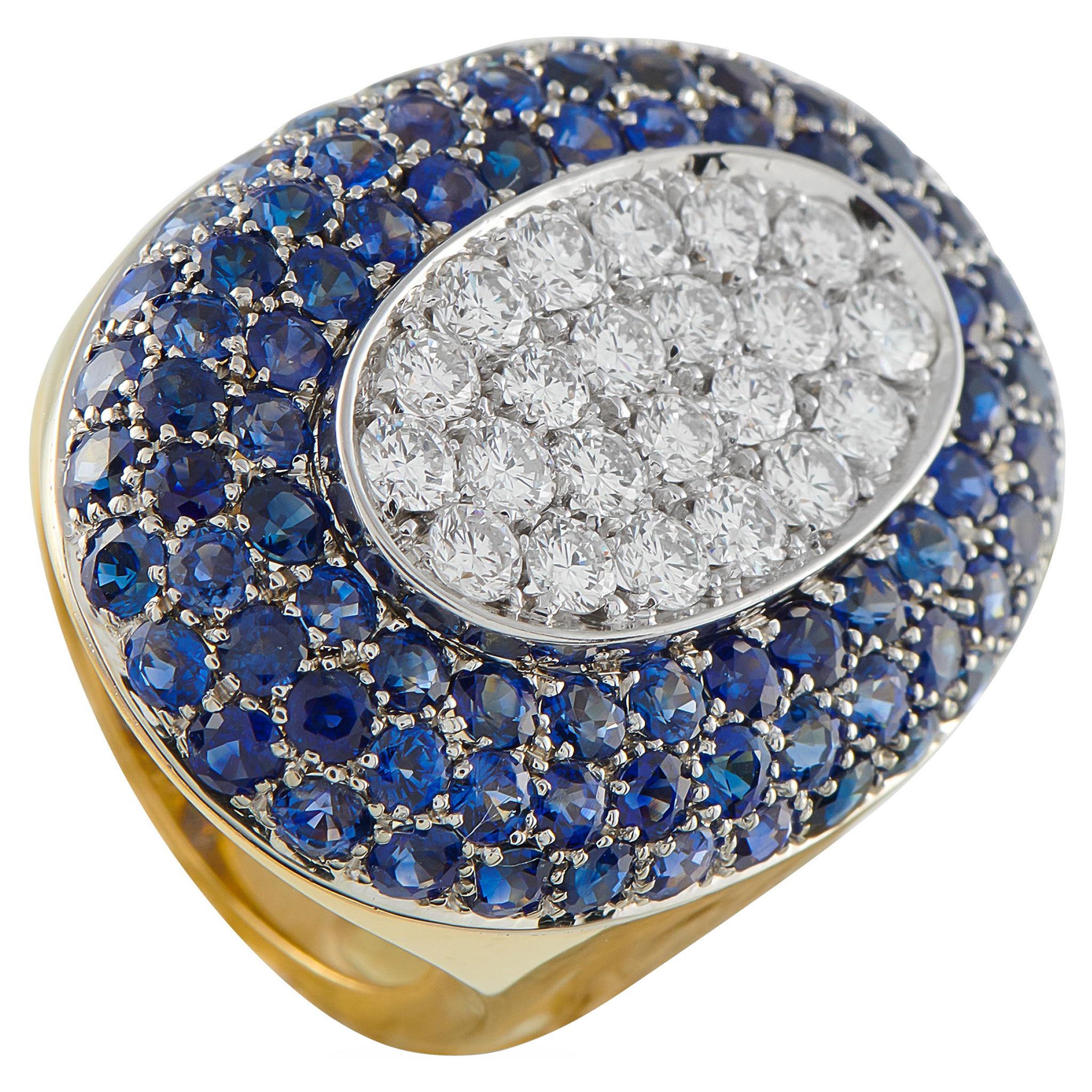 18K White Gold 2.25ct Diamond and Sapphire Ring MF02-121025 For Sale