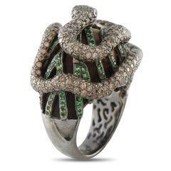 Anello a serpente con diamante e zaffiro in oro bianco 18 carati da 2,25 carati MF10-013025