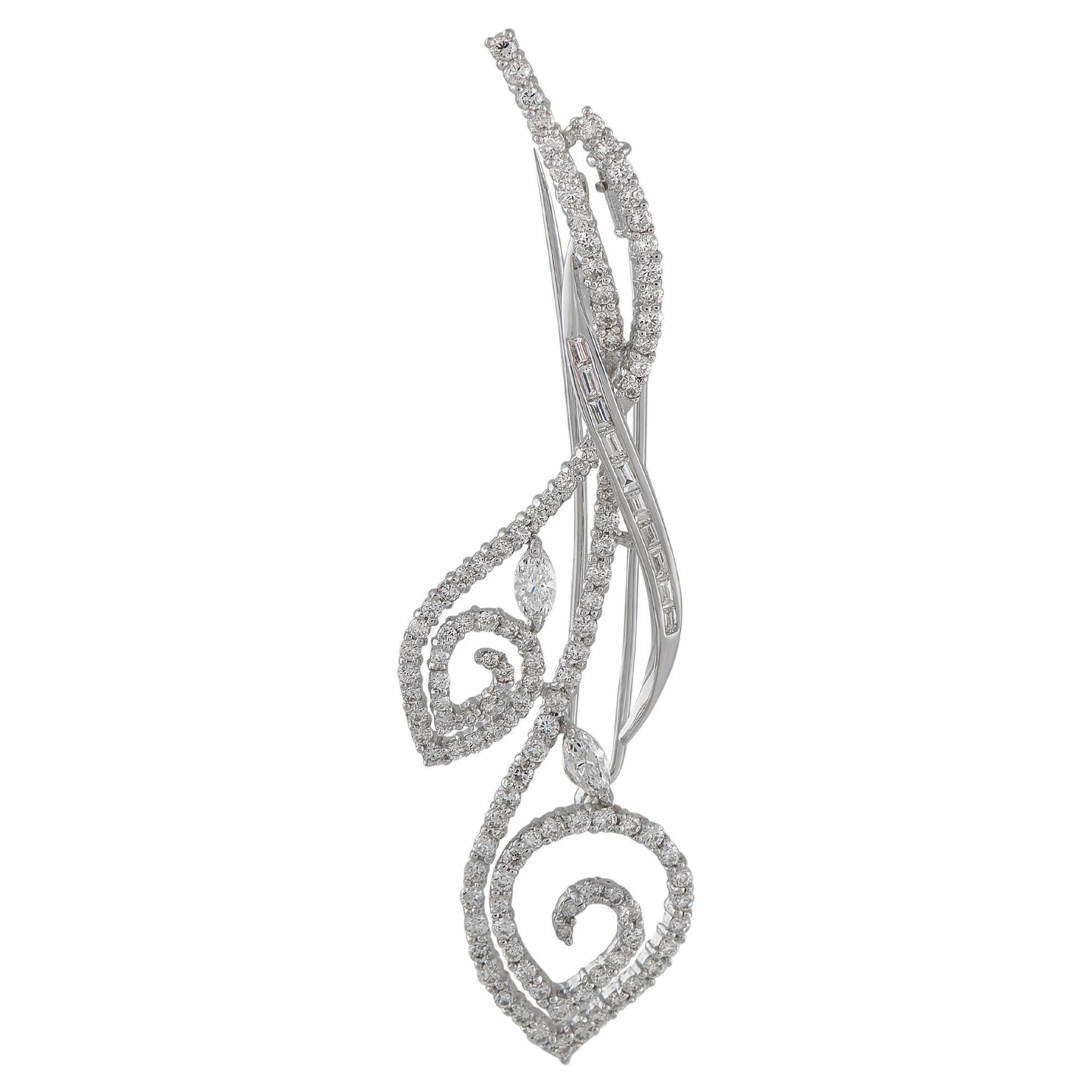 18K White Gold 2.25ct Diamond Brooch