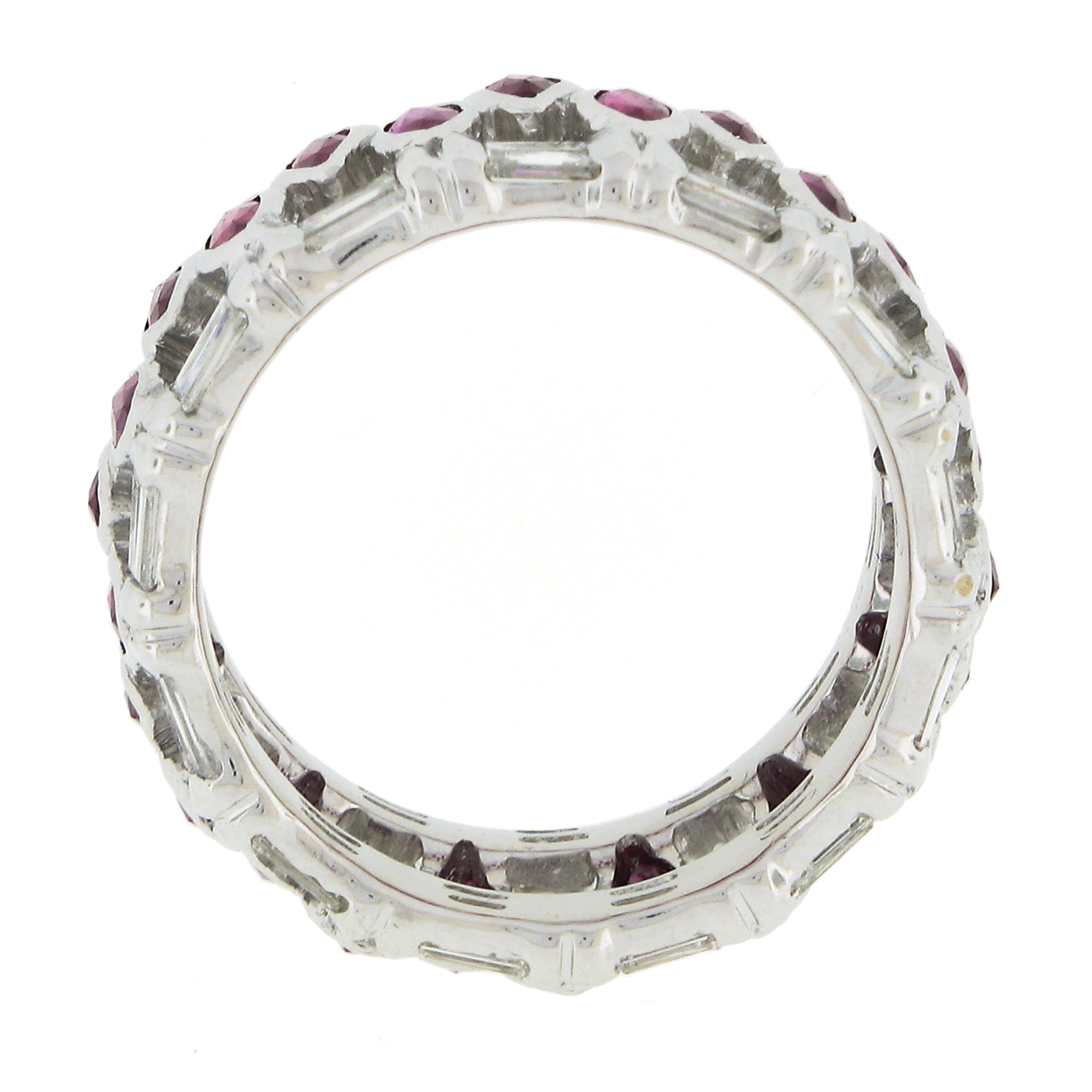 18k White Gold 2.25ctw Baguette Diamond & Marquise Ruby Eternity Wide Band Ring 3
