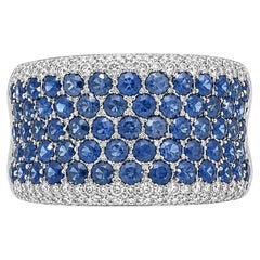 18k White Gold 2.25ctw Pave Set Sapphire & Diamond Wide Band Ring